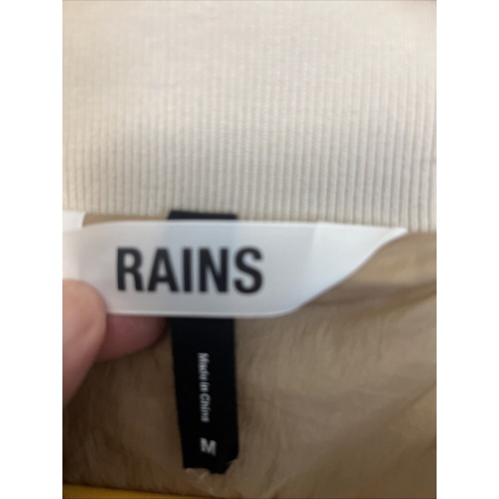RAINS Women's Kofu Fleece Short Bomber Jacket Full Zip Beige Size Medium - Picture 9 of 14